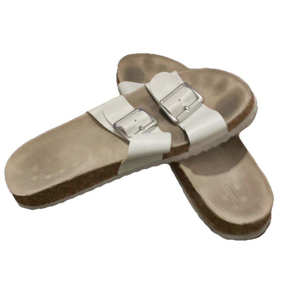 Divided By H&M Womens Slides Double Strap Buckle Cork Sandals White Size 8 - Picture 7 of 7